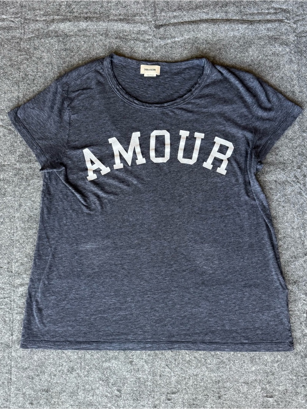 Zadig & Voltaire Walk Flock Amour Style Blue Gray Grey Heathered T Shirt